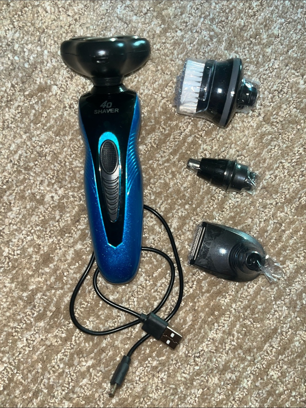 4D Shaver with Body Attachments & USB Charging Cord